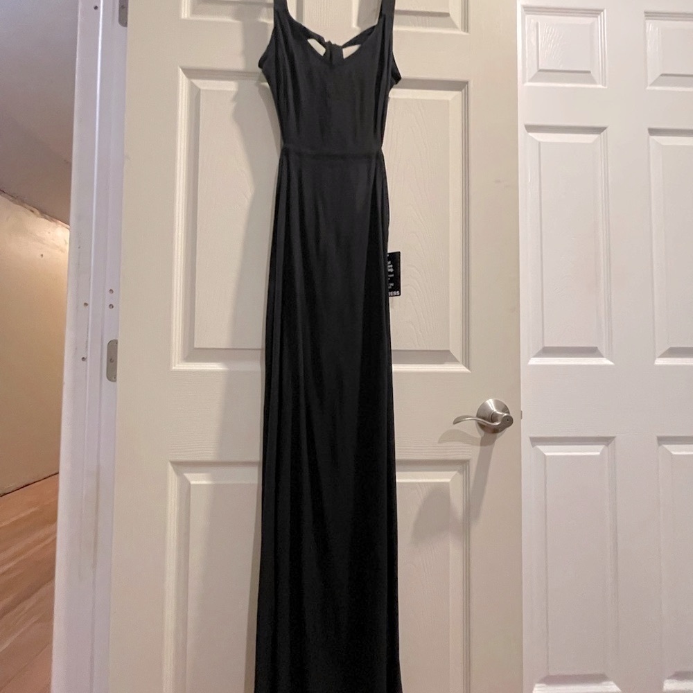 Elegant Black Maxi Dress with side slit and open back